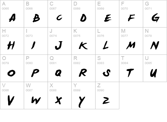 Yellowjacket uppercase A-Z preview