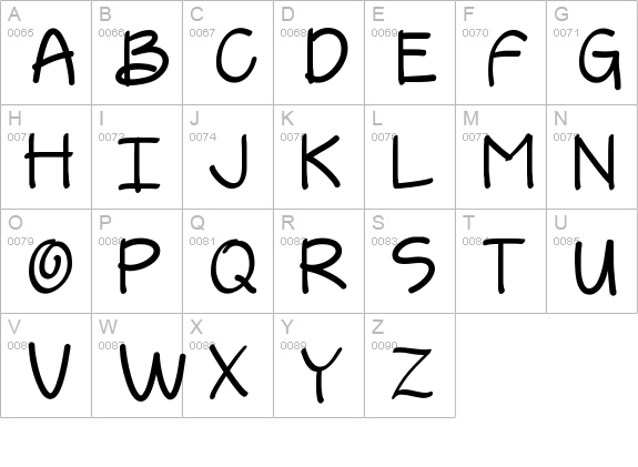 yelly uppercase A-Z preview