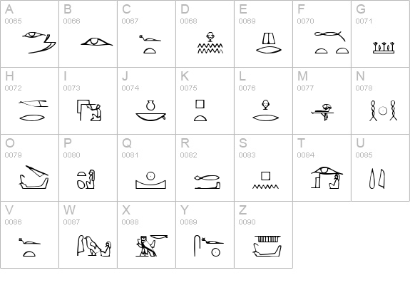 Yiroglyphics uppercase A-Z preview