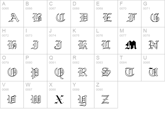 Yold Anglican uppercase A-Z preview