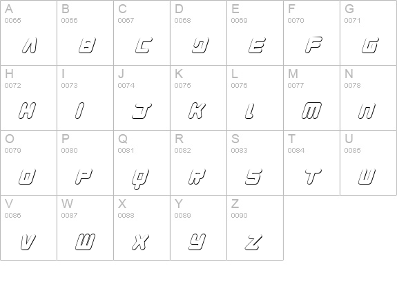 Young Techs 3D Italic uppercase A-Z preview