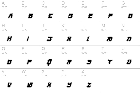 Young Techs Academy Italic uppercase A-Z preview