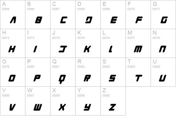 Young Techs Italic uppercase A-Z preview