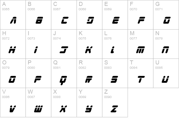 Young Techs Laser Italic uppercase A-Z preview