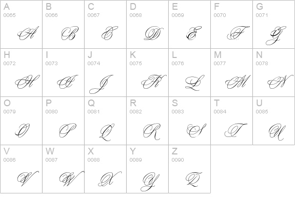 YoungBaroquePlain uppercase A-Z preview