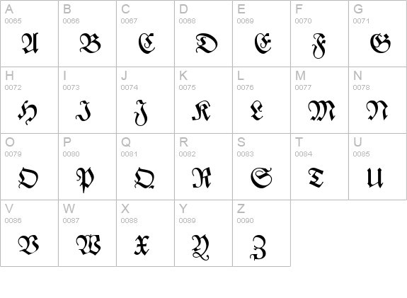 Z690-Blackletter-Regular uppercase A-Z preview