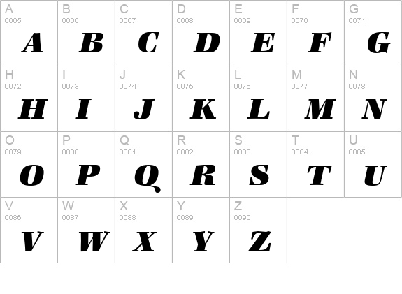 ZabriskieBook-Heavy-Italic uppercase A-Z preview