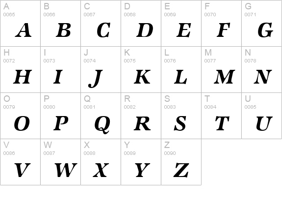 ZabriskieInternational-BoldItalic uppercase A-Z preview