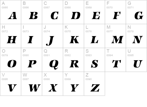 ZabriskieInternational-Heavy-Italic uppercase A-Z preview