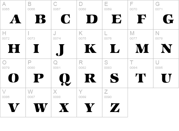 ZabriskieInternational-Heavy-Regular uppercase A-Z preview