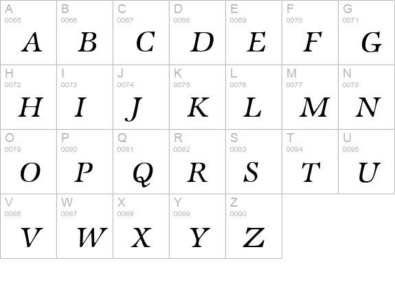 ZabriskieInternational-Italic uppercase A-Z preview