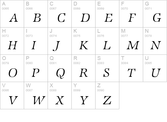 ZabriskieInternational-Light-Italic uppercase A-Z preview