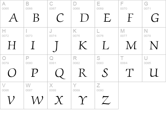 ZabriskieScriptSmc-Regular uppercase A-Z preview