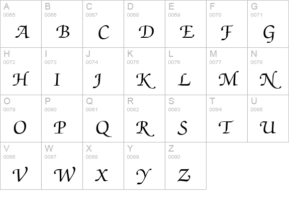 ZabriskieScriptSwash-Bold uppercase A-Z preview