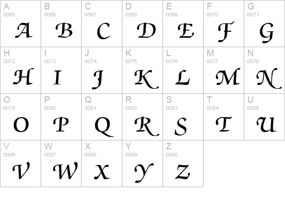 ZabriskieScriptSwash-Demi-Regular uppercase A-Z preview