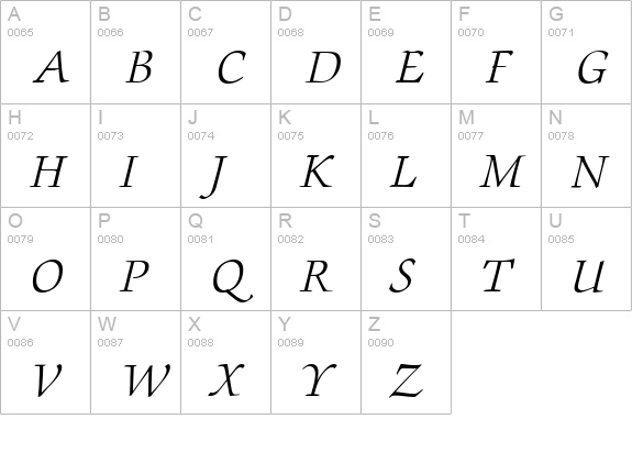 ZabriskieScriptSwash-Italic uppercase A-Z preview