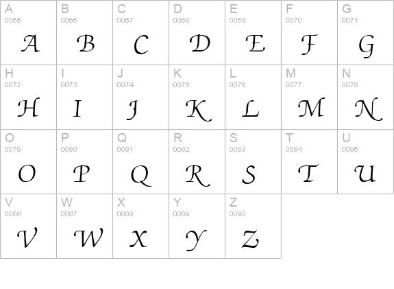 ZabriskieScriptSwash-Regular uppercase A-Z preview
