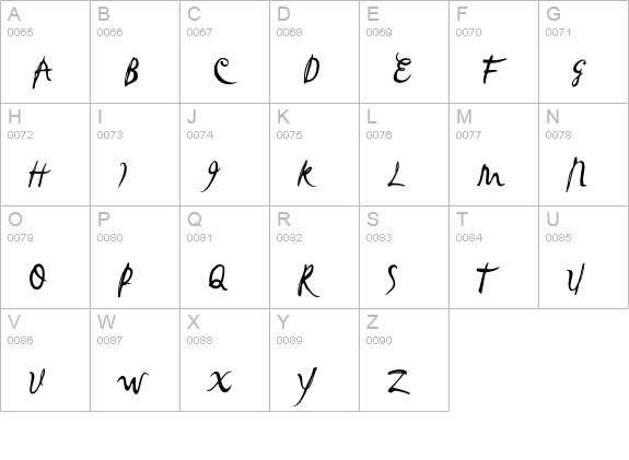 Zachery uppercase A-Z preview