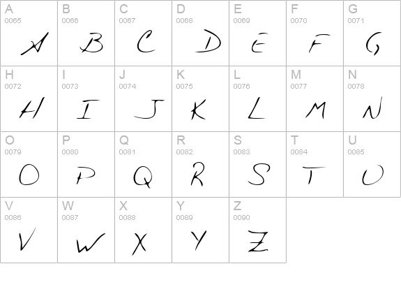 ZacksHand Regular uppercase A-Z preview