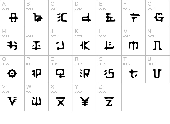 Zaibatsu uppercase A-Z preview