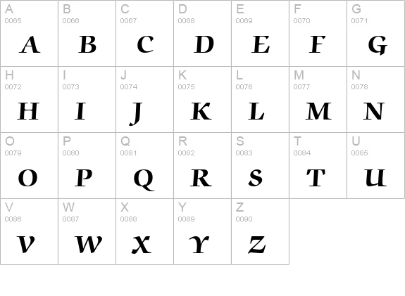 Zapf Chancery Bold BT uppercase A-Z preview