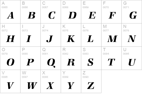 ZapfBookEF-DemiItalic uppercase A-Z preview