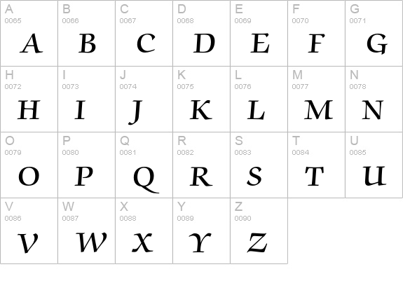 ZapfChanceryEF-Demi uppercase A-Z preview