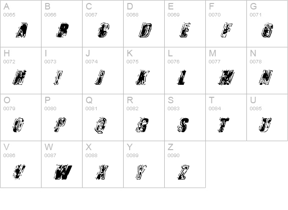 Zapped uppercase A-Z preview