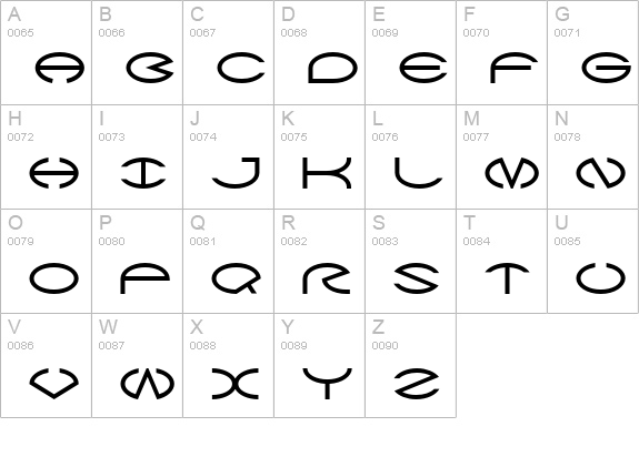Zargon uppercase A-Z preview
