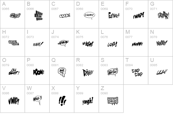 Zartz! uppercase A-Z preview
