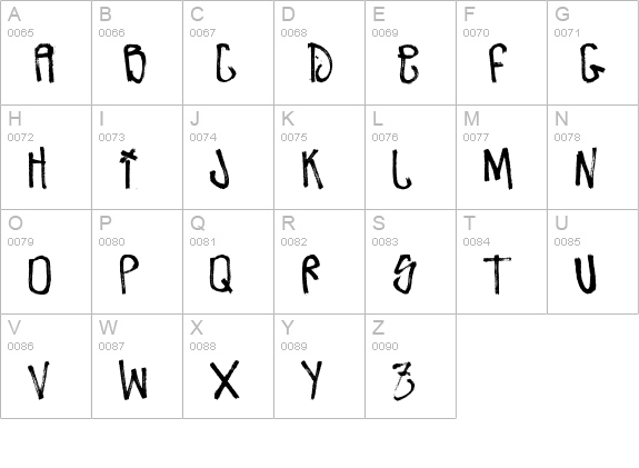 Zdarx Hardcore uppercase A-Z preview