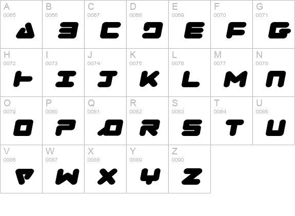 Zealot Expanded Italic uppercase A-Z preview