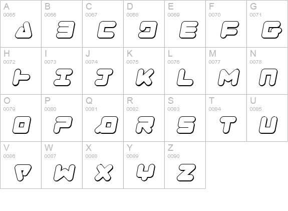 Zealot Outline Italic uppercase A-Z preview