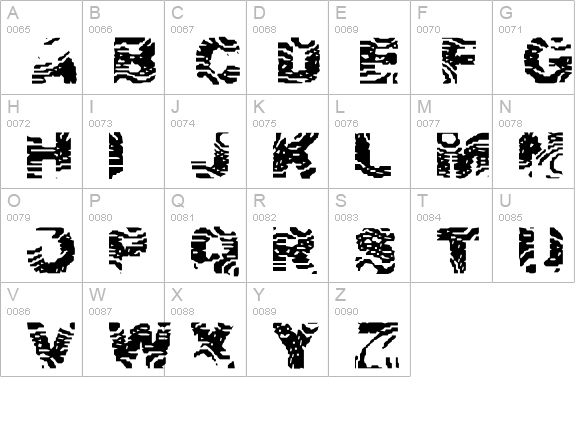 Zebra Ztripez uppercase A-Z preview