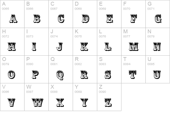 Zebrawood Std uppercase A-Z preview