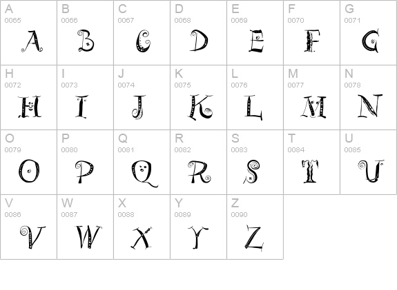 ZeitGeisterbahn uppercase A-Z preview