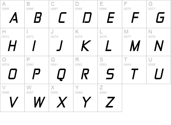 Zekton Bold Italic uppercase A-Z preview