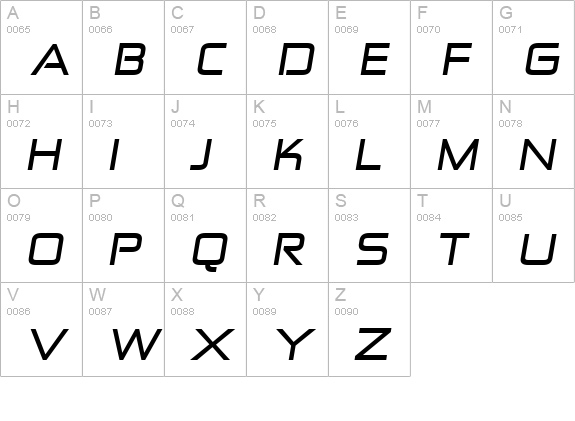 Zekton Ex Bold Italic uppercase A-Z preview