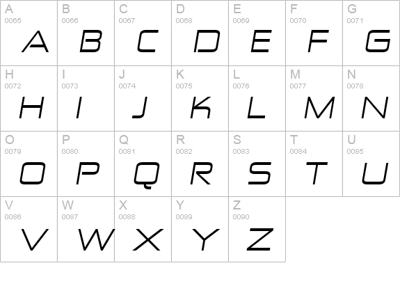Zekton Ex Italic uppercase A-Z preview