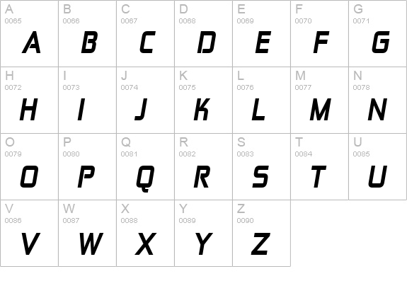 Zekton Hv Italic uppercase A-Z preview
