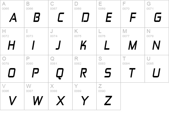 Zekton Rg Bold Italic uppercase A-Z preview
