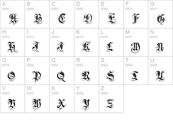 Zenda uppercase A-Z preview