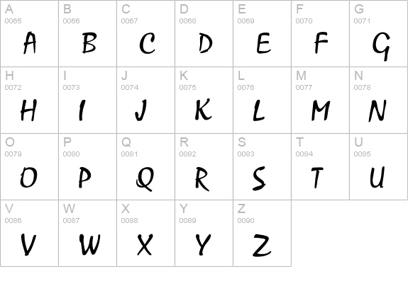 Zephyr uppercase A-Z preview