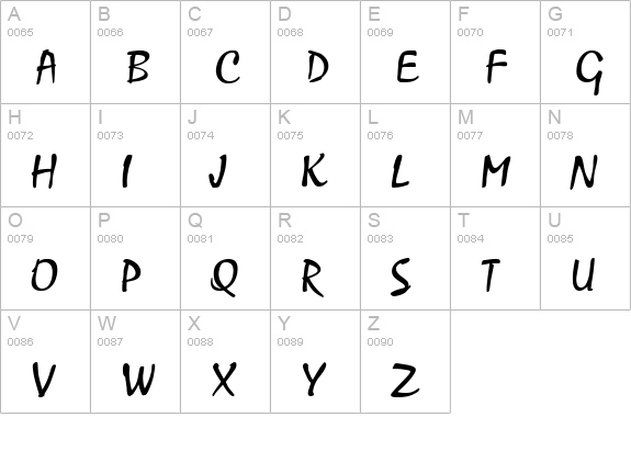 Zephyr-Regular uppercase A-Z preview