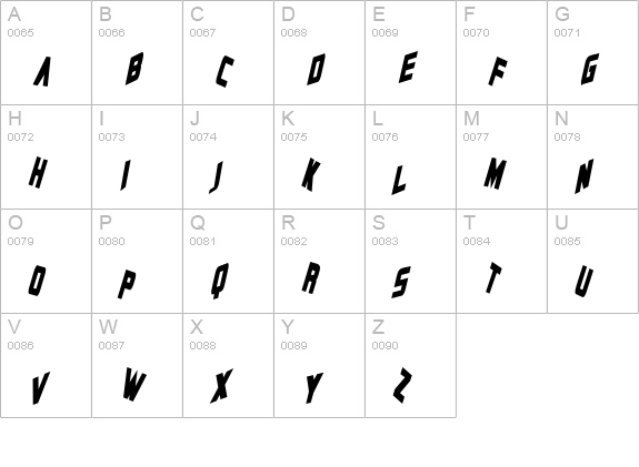 Zero Gravity Bold Italic uppercase A-Z preview