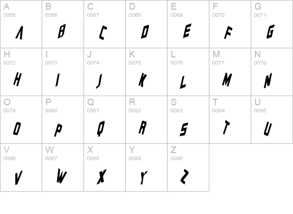 Zero Gravity Italic uppercase A-Z preview