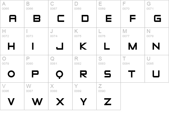 Zeroes uppercase A-Z preview