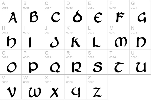 Zilluncial uppercase A-Z preview