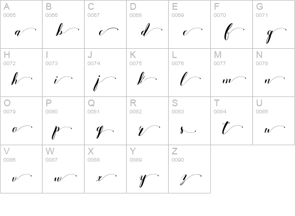 Zilvia extras glyph Medium uppercase A-Z preview