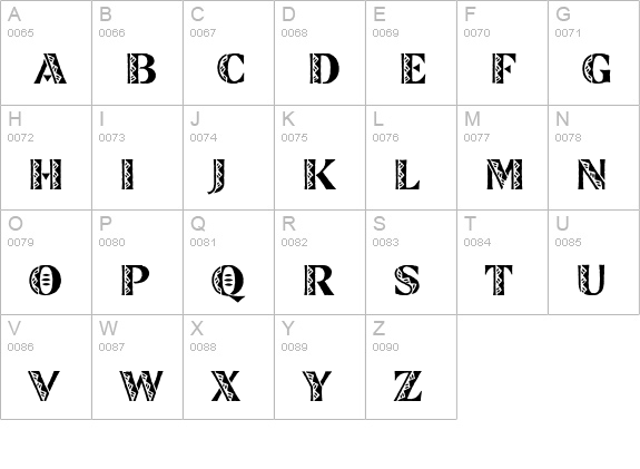 Zinjaro Plain uppercase A-Z preview